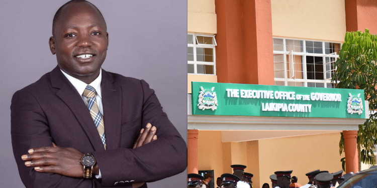 A collage of Laikipia Governor Joshua Wakahora Irungu and Laikipia County building PHOTO/ County Government of Laikipia