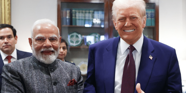 US President Donald Trump with India Prime Minister Narendra Modi at the White House on February 14, 2025. PHOTO/Modi X.
