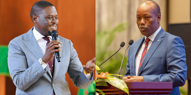 A side-by-side photo of Nairobi Governor Johnson Sakaja and Trade CS Lee Kinyajui. PHOTO/SakajaX/Kinyajui X.