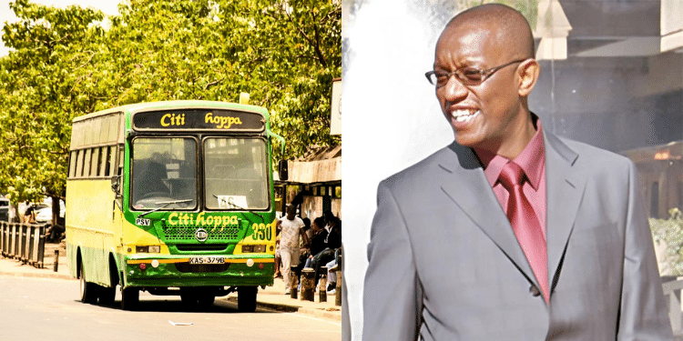 A Photo Collage Of A Citi Hoppa Bus And Former Juja Mp George Thuo. Photo/Citi Hoppa/Nation.