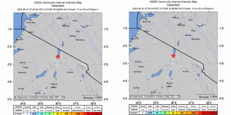Live Updates: Massive Earthquake Hits Russia As U.s, Japan Issue Tsunami Alerts Usgs Earthquake Map On May 7, 2025. Photo/Kenya Met.