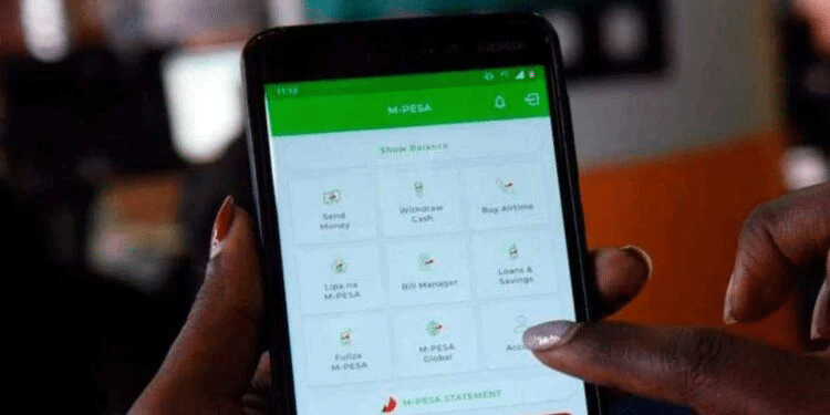 An interface of the M-Pesa mobile app.