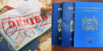 A collage of a denied passport visa and a Kenyan passport PHOTO/Visa Services Dubai/Nairobi Law Monthly