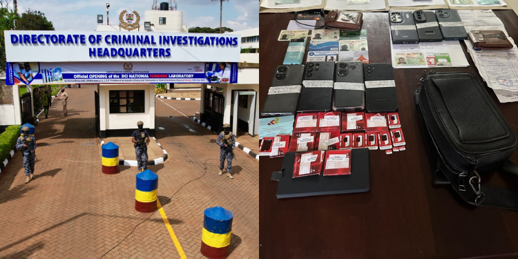 A collage of the DCI headquarters and phones using in hacking PHOTO/NPS/DCI