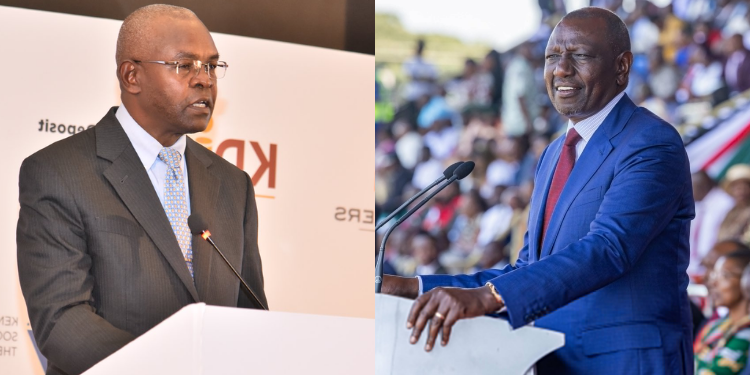 A photo collage of President William Ruto and CBK Governor Dr. Kamau Thugge. PHOTO/CBK/PCS.