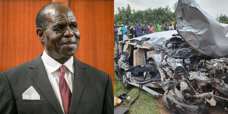 A photo collage of Pastor Gilbert Deya and the wreckage of his car after the accident. PHOTO/UGC/NMG.
