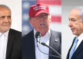A photo collage of Iran’s President Masoud Pezeshkian, U.S President Donald Trump and Israeli Prime Minister Benjamin Netanyahu. PHOTO/Post/Britannica/The New York Times. Trump