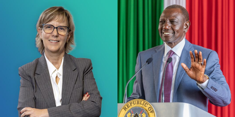 A photo collage of Maria Luís Albuquerque, Commissioner for Financial Services and the Savings and Investments Union and President William Ruto. PHOTO/EU/PCS.