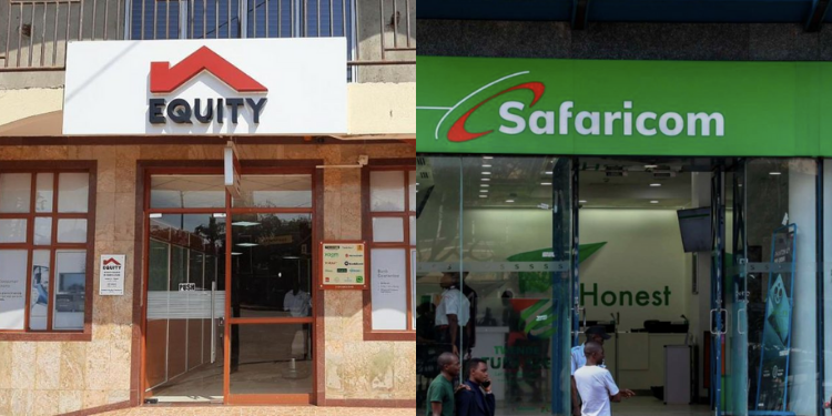 A collage of Equity Bank branch and Safaricom shop PHOTO/FurtherAfrica/NTV