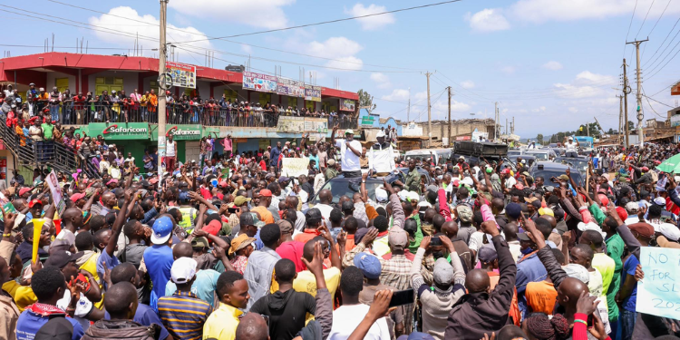 Former DP Rigathi Gachagua and Cleophas Malala at Mikinduri Town in Meru County on June 21, 2025. PHOTO/Gachagua X.