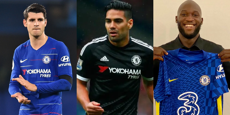 From left Alvaro Morata, Radamel Falcao and Romelo Lukaku. PHOTOCFCTalkSportPremier League. Chelsea