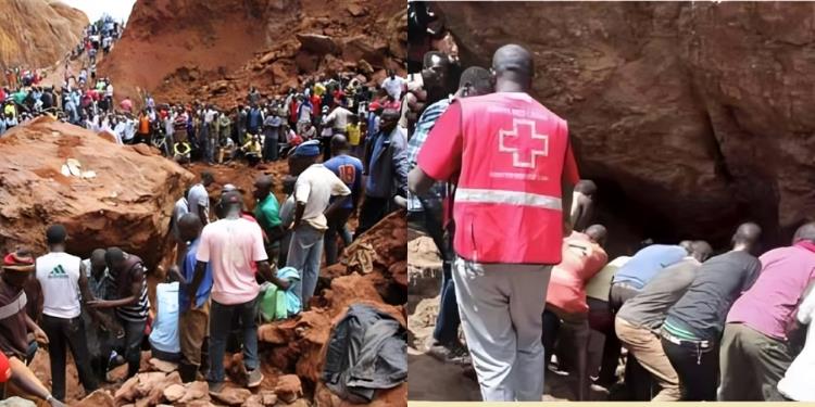 A Collage Of People At The Collapsed Goldmine In West Pokot Photo/Kenya Police Welfare