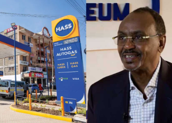 A photo collage of a Hass Petroleum station in Kenya and Abdinasir Ali Hassan. PHOTO/Hass.