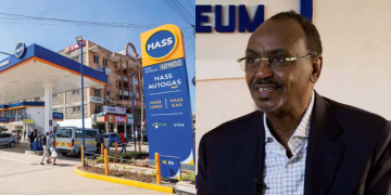 A photo collage of a Hass Petroleum station in Kenya and Abdinasir Ali Hassan. PHOTO/Hass.