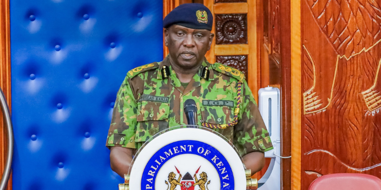 Inspector General of Police Douglas Kanja addressed the Senate about the death of Albert Ojwang on June 12, 2025. PHOTO/Parliament.