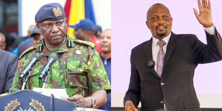 President William Ruto’s Senior Economic Advisor, Moses Kuria and IG Douglas Kanja. PHOTO/Kuria X/NPS.