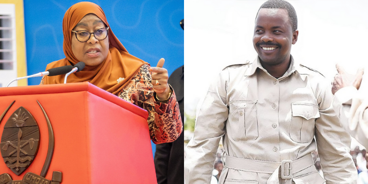 A photo collage of Tanzania President Samia Suluhu and opposition politician Godbless Lema. PHOTO/Suluhu X/Lema X.