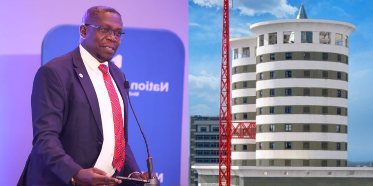 Nation Media Group CEO Geoffrey Odundo and NMG Building in Nairobi CBD. PHOTO/NMG.
