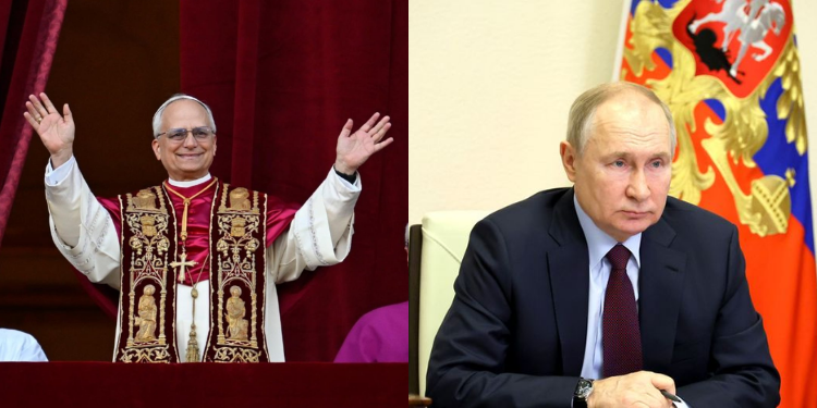 A collage of Pope Leo XIV and Russian President Putin PHOTO/Vatican/Embassy of Russia