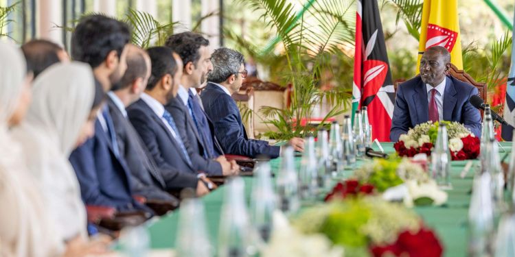 President William Ruto and His Highness Sheikh Abdullah Bin Zayed Al Nahyan, the UAE Deputy Prime Minister and Minister of Foreign Affairs of the UAE