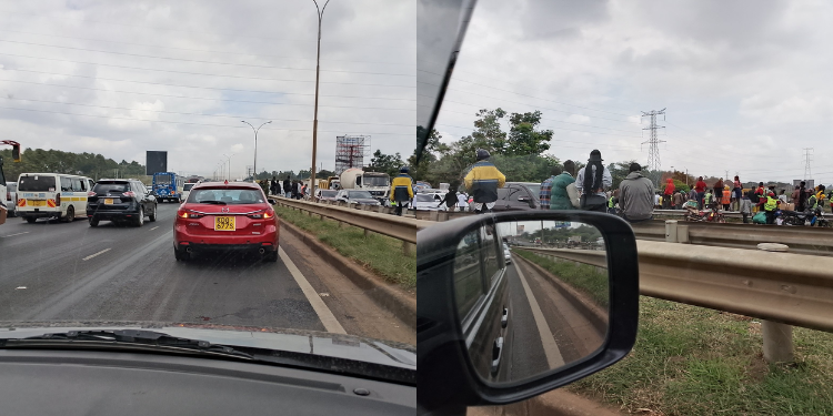 Traffic jam along Thika Road on Friday, June 6, 2025. PHOTO/UGC.
