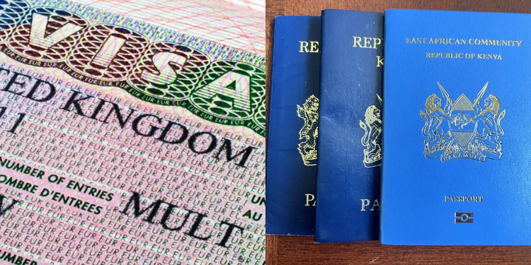 A collage of UK Visa and Kenyan Passport PHOTO/Gov.UK/Nairobi Law Monthly