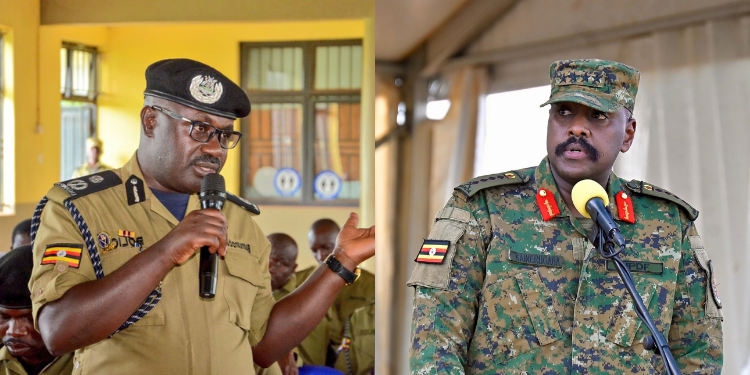 UPF Chief Political Commissar Ubaldo Bamunoba and Uganda Chief of Defence Forces Gen. Muhoozi Kainerugaba. PHOTO/. Muhoozi  X.