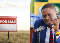A Collage Of Nairobi Governor Johnson Sakaja (Right) And Land On Sale Sign (Left).