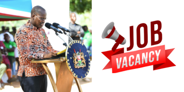 A Collage Of Turkana County Governor, Jeremiah Ekamais Lomorukai Napotikan (Left) And Job Vacancy Sign (Right).