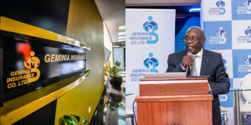 A Collage Of The Geminia Insurance Front Office And Ben Ndegwa, Managing Director, Geminia Insurance Photo/Geminia Insurance/Behance