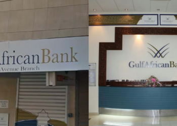 A collage of the Gulf African Bank branch and front office PHOTO/Women in Business/Victor Matara