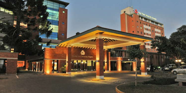 The exterior of the Aga Khan University Hospital