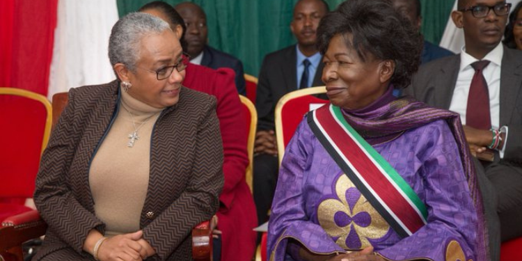 Former Mp And Kenya'S First Woman Elder Phoebe Asiyo Dies In The Us Former First Lady Margaret Kenyatta And Phoebe Muga Asiyo While Receiving The Order Of The Burning Spear Award. Photo/ Margaret Kenyatta