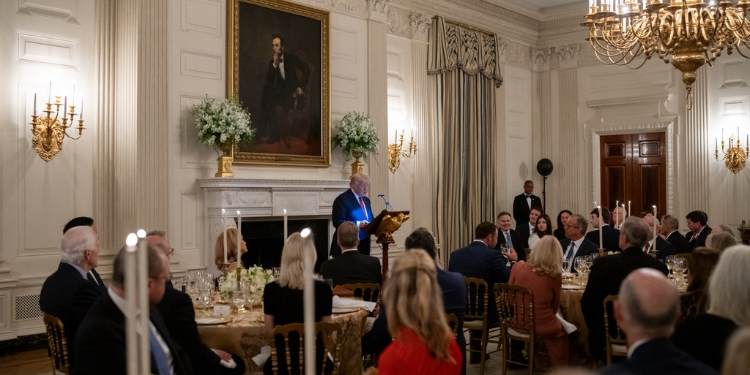 President Trump Hosts Republican Senators At The White House For Dinner After Big, Beautiful Bill