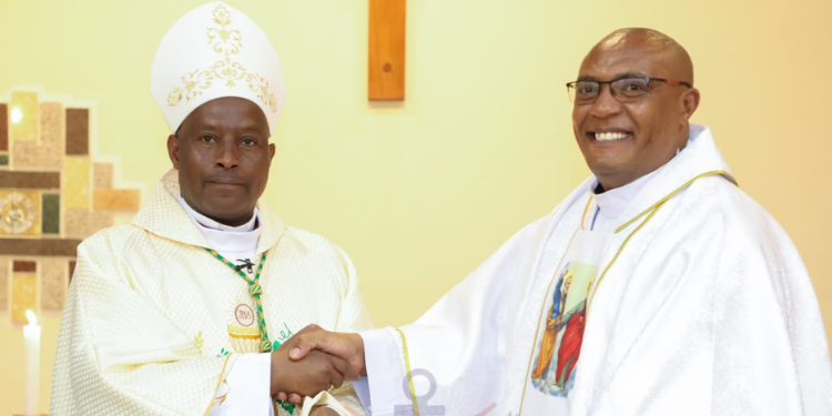 Kdf Celebrates Soldier Who Has Served As Catholic Priest For 25 Years Bishop Of The Military Ordinariate Of Kenya, Rt Rev Wallace Ng’ang’a With Lieutenant Colonel (Fr) Duncan Ndegwa His Silver Jubilee Of Priestly Ordination On July 29, 2025, At St. Raphael Catholic Chapel. Photo/Kdf.