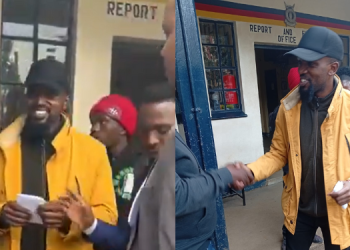 TikToker Godfrey Mwasiaga Kakan Maiyo interacts with people after he was released. PHOTO/UGC.