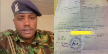 A photo collage of Police Constable Hiram Kimathi and a transfer letter on July 10, 2025. PHOTO/ Hiram Kimathi.