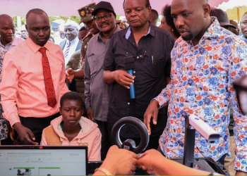 Interior Cs Kipchumba Murkomen Assessing The Flow Of Id Issuance And Other Citizen Services In West Pokot On July 17, 2025 Photo/Murkomen X