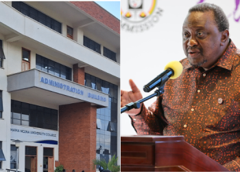 A Collage Of Mmam Ngina University College And Former President Uhuru Kenyatta. Photo/ Mama Ngina.