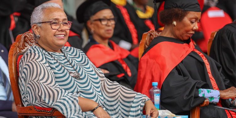 Former First Lady Margaret Kenyatta during the university’s 6th Graduation Ceremony of Amref International University. PHOTO/Office of the 4the President.