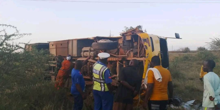 Mikindani Primary School students and teachers were involved in an accident at the Maasai area along the Taita Taveta on the evening of Thursday, July 3, 2025. PHOTO/UGC.
