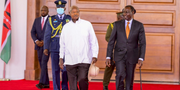President William Ruto With Uganda’s President Yoweri Museveni At State House, Nairobi On May 16, 2025. Photo/Pcs.