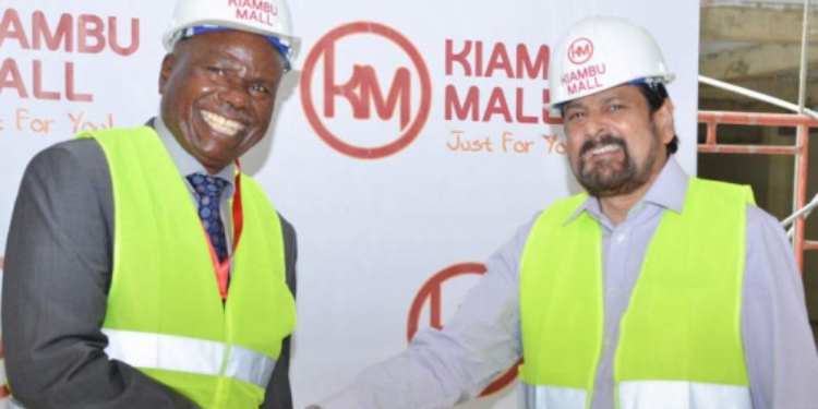 How A Businessman Founded Kiambu Mall And Bia Tosha After Leaving His Job Bia Tosha Founder And Kiambu Mall Chairman Peter Burugu (Left) Pictured With A Choppies Executive After A Past Function At The Mall. Photo/ Kamau Maichuhie.