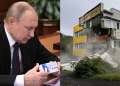 A Photo Collage Of Russian President Vladimir Putin And A Building Destroyed By An Earthquake. Photo/President Of Russia/Ugc.
