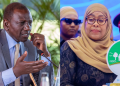 A Photo Collage Of Presidents William Ruto Of Kenya And Samia Suluhu Of Tanzania. Photo/Pcs/Suluhu X.
