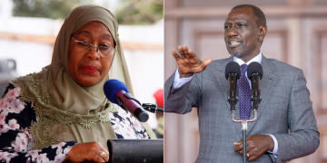 A Collage Of President William Ruto And Tanzania'S President Samia Suluhu. Photo: Pcs / Ikulu Ya Tanzania