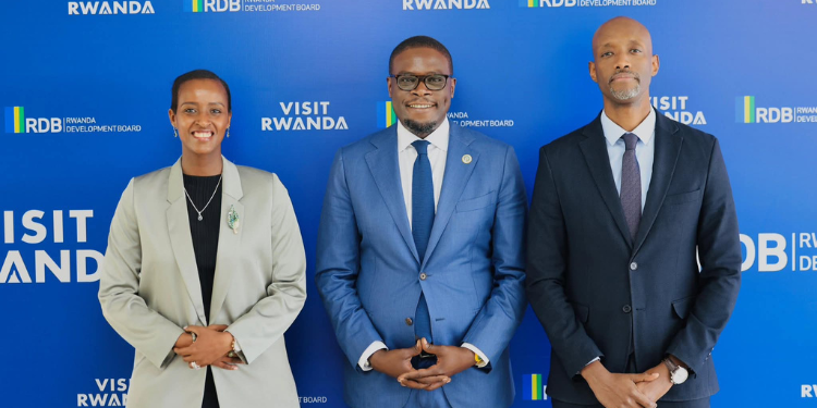 Sakaja Meets Kagame As Nairobi–Rwanda Deal Takes Shape Nairobi Governor Johnson Sakaja With Rdb Ceo Jean-Guy Afrika (Left) And Nba Africa Ceo Clare Akamanzi (Right). Photo/Sakaja.