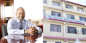 A Photo Collage Of Nairobi Women’s Hospital Adams Arcade Branch And Group Ceo And Owner, Dr. Samuel Maina Thenya. Photo/Thenya X. Ugc.