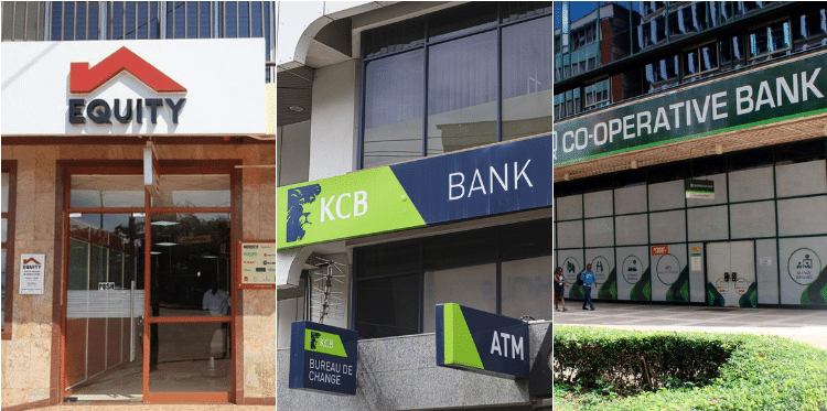 Photo Collage Of Kenyan Equity, Kcb, And Co-Operative Banks. Photo/Kenya