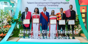 From Left To Right: Samuel Ogeno (University Of Nairobi), Sophy Rop (United States International University–Africa), Michael Kamau (Ict Academy Program Manager, Huawei Technologies Kenya), Huldah Mwihaki (Jomo Kenyatta University Of Agriculture And Technology), Shem Machii (Dedan Kimathi University Of Technology), And Erick Mungai (Moi University) During The Huawei “Seeds For The Future” 2025 Return Event In Nairobi.